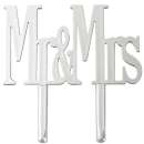 Mr and Mrs Silver Cake Topper